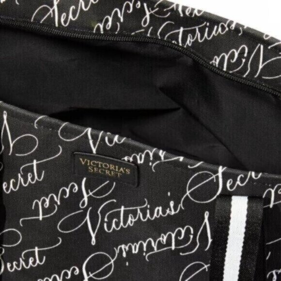 NWT Victoria's Secret Logo Weekender Tote - Black & White - Picture 2 of 4